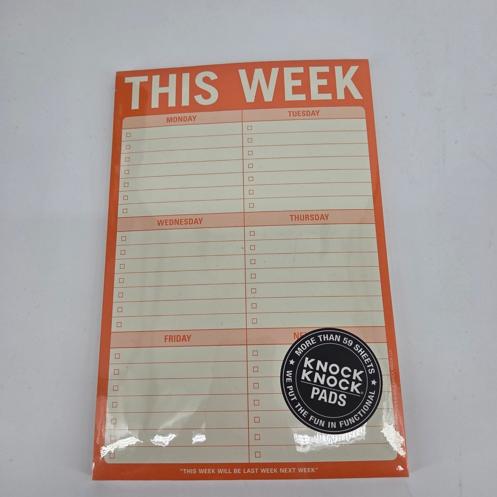 Knock Knock This Week Pad Weekly Planner Desktop To Do List 60 Sheets Orange